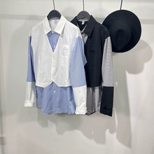 Load image into Gallery viewer, Fake Two-piece Striped Loose Long-sleeved Shirt