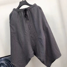 Load image into Gallery viewer, Loose Cotton and Linen Striped Drop Crotch Harem Pants