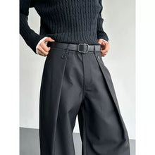 Load image into Gallery viewer, Pleated Deconstructed Rolled-up Hem Loose-fitting Wide-leg Pants