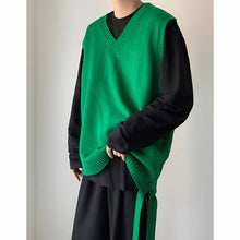 Load image into Gallery viewer, V-neck Stacked Sleeveless Sweater Vest with Streamers