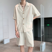 Load image into Gallery viewer, Vintage Cotton Linen Shirt Shorts Two-Piece Set
