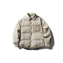 Load image into Gallery viewer, Plaid Patchwork Faux Two-piece Down Shirt Jacket
