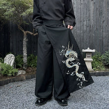 Load image into Gallery viewer, Retro Black Dragon Pattern Embroidered Culottes