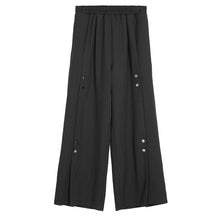 Load image into Gallery viewer, Women's Side Snap Button Draped Wide-leg Trousers