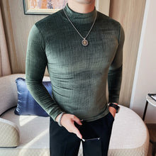 Load image into Gallery viewer, Half Turtleneck Striped Bottoming Shirt