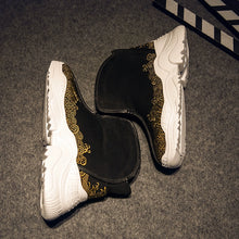 Load image into Gallery viewer, Vintage Gold Embroidered High Top Shoes