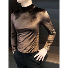Load image into Gallery viewer, Gold Velvet Half Turtleneck Bottoming Shirt