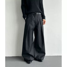 Load image into Gallery viewer, Pleated Deconstructed Rolled-up Hem Loose-fitting Wide-leg Pants