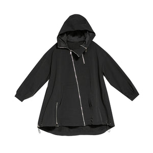 Diagonal Zip Hooded Jacket
