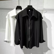 Load image into Gallery viewer, Fake Two Piece Loose Zipper Simple Shirt

