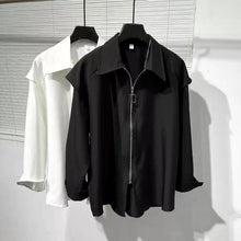 Load image into Gallery viewer, Fake Two Piece Loose Zipper Simple Shirt