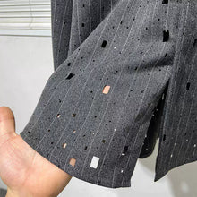 Load image into Gallery viewer, Vintage Striped Grey Sequined Ripped Shirt