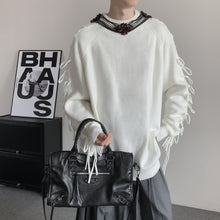 Load image into Gallery viewer, Solid Color Fringed Crew Neck Knitted Sweater