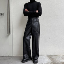 Load image into Gallery viewer, PU Leather Straight Wide-leg Casual Pants