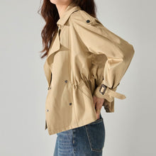 Load image into Gallery viewer, Women's Short Drawstring Cotton Trench Coat