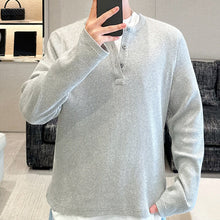 Load image into Gallery viewer, Cotton Half-open Collar Three-button Bottoming Shirt