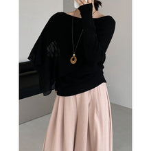 Load image into Gallery viewer, Women's Asymmetrical Knit Cape Overlay Layered Long Sleeve Shirt