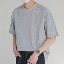 Load image into Gallery viewer, Topstitched Crew Neck Loose T-shirt