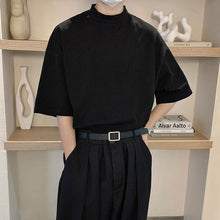 Load image into Gallery viewer, Cotton Half Turtleneck Short-sleeved T-shirt