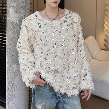 Load image into Gallery viewer, Sequined Crew Neck Pullover Sweater