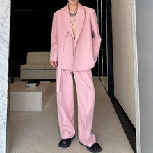 Load image into Gallery viewer, Double Collar Tie Straight Wide Leg Pants Two-piece Suit