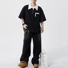 Load image into Gallery viewer, American Retro Polo Collar Loose T-shirt