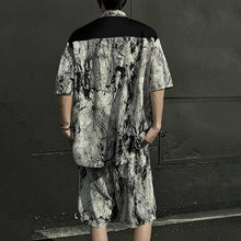 Load image into Gallery viewer, Summer Loose Ice Silk Shirt Ink Tie-dyed Short-sleeved Shorts Two-piece Suit