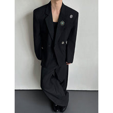 Load image into Gallery viewer, Black Multi-metal Brooch Loose Blazer