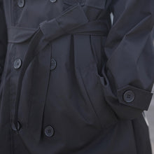 Load image into Gallery viewer, Black Knee-length Trench Coat