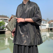 Load image into Gallery viewer, V-neck Glossy Loose Quarter-sleeved Shirt