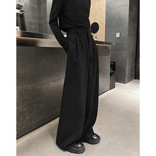 Load image into Gallery viewer, Straight High-waisted Draped Pleated Wide-leg Trousers
