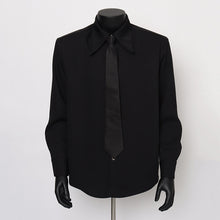 Load image into Gallery viewer, Black Padded Shoulder Tie Shirt