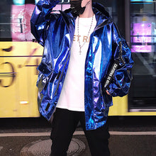 Load image into Gallery viewer, Stage Party Silver Leather Hooded Jacket