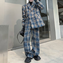 Load image into Gallery viewer, Notch Lapel Loose Blazer Casual Trousers Plaid Suit Two-piece Suit