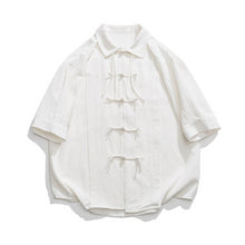Load image into Gallery viewer, Cotton And Linen Buttoned Pleated Shirt