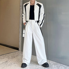Load image into Gallery viewer, Black White Contrasting Blazer Wide-leg Pants Two-piece Set