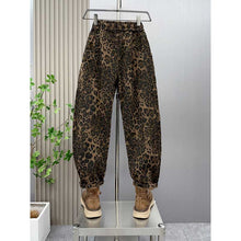 Load image into Gallery viewer, Leopard Print Jacquard Loose Straight Leg Casual Pants