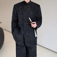 Load image into Gallery viewer, Dark Pattern Stand Collar Wide Leg Trousers Two-piece Suit