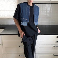 Load image into Gallery viewer, Spliced Shoulder Padded Loose T-shirt