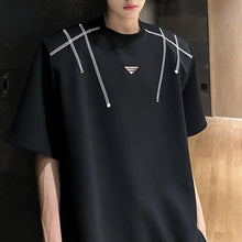 Load image into Gallery viewer, Metallic Shoulder Pad Contrast Color T-shirt