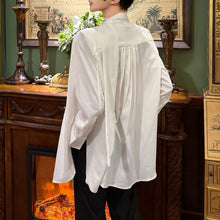 Load image into Gallery viewer, French V-neck Ribbon Loose Draped Shirt