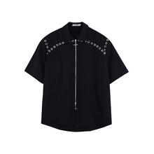 Load image into Gallery viewer, Double Zipper Shoulder Pads Short Sleeve Shirt