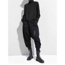 Load image into Gallery viewer, Women's Turtleneck Asymmetrical Wrap Front Paneled Long Sleeve T-shirt