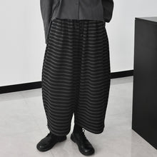 Load image into Gallery viewer, Striped Wide-leg Loose Fleece-lined Thick Knit Cropped Pants