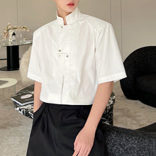 Load image into Gallery viewer, Stand Collar Zipper Short Sleeve Casual Shirt