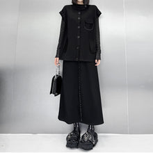 Load image into Gallery viewer, Black Loose Vest Elastic Waist Skirt Suit