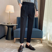 Load image into Gallery viewer, Slim-fit Paris Buckle High-waist Casual Trousers