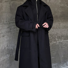 Load image into Gallery viewer, Fake Two Piece Spliced Stand Collar Woolen Long Coat