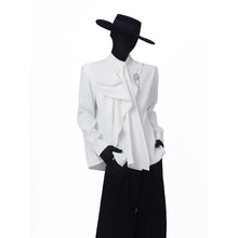 Load image into Gallery viewer, Mock-neck Shirt with Scarf-style Tie Detail