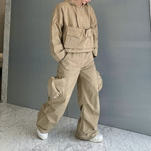 Load image into Gallery viewer, Multi-pocket Pullover Sweatshirt Straight Pants Two-piece Set